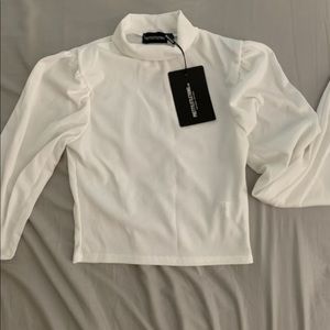 Cream turtle neck long sleeve crop too